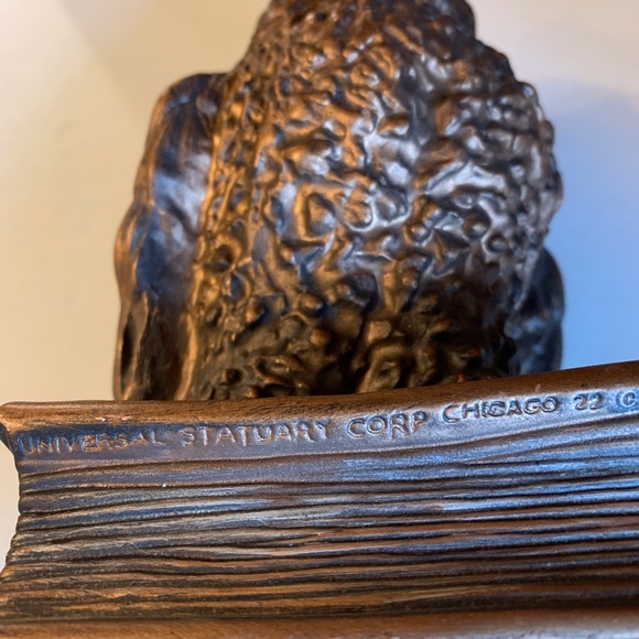 1963 Heavy Owl Composite Bookend Glass Like Eyes Universal Statuary Chicago - Picture 7 of 10